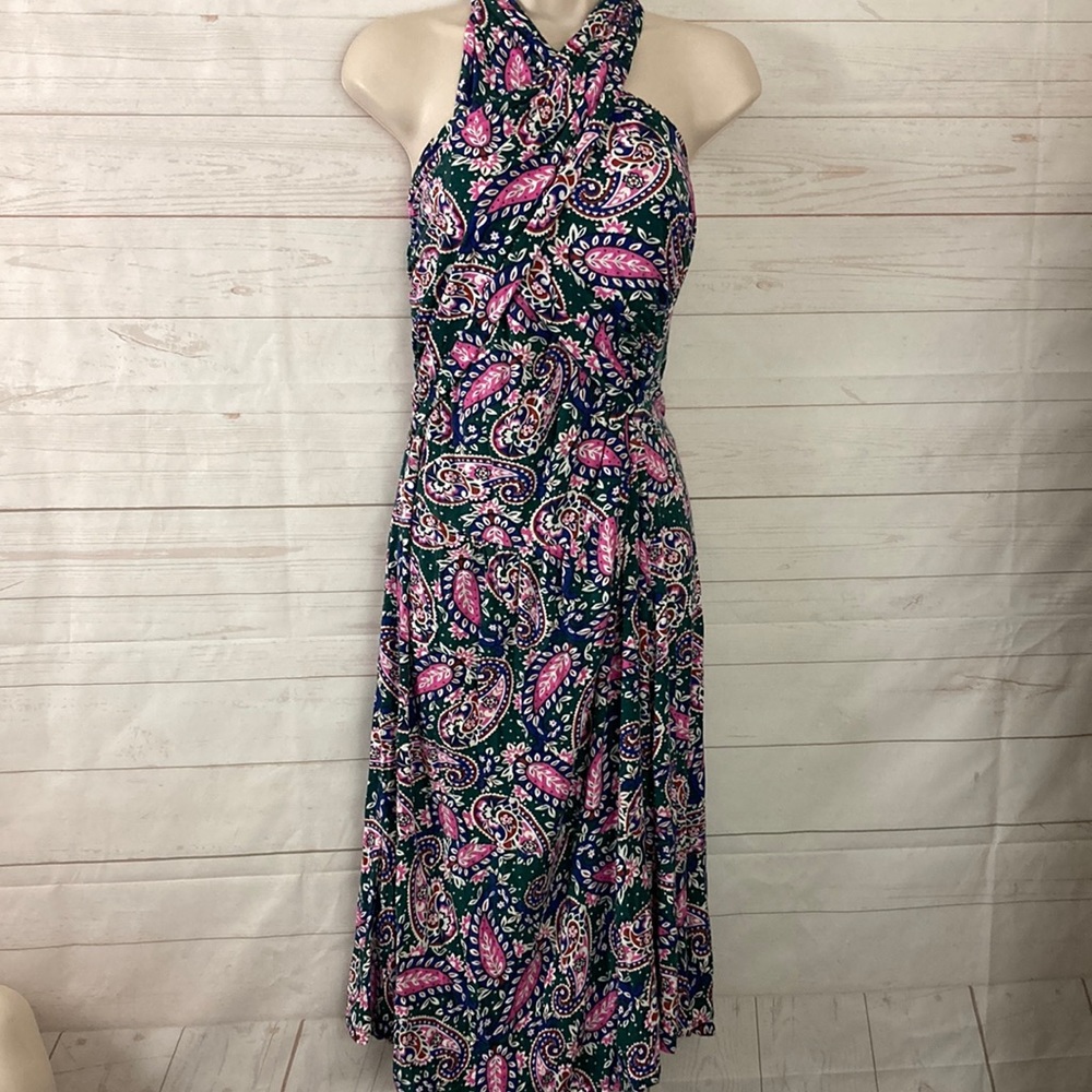 Boden Size 14 Lilah Multi-Way Paisley Print MIDI Dress Pink & Green